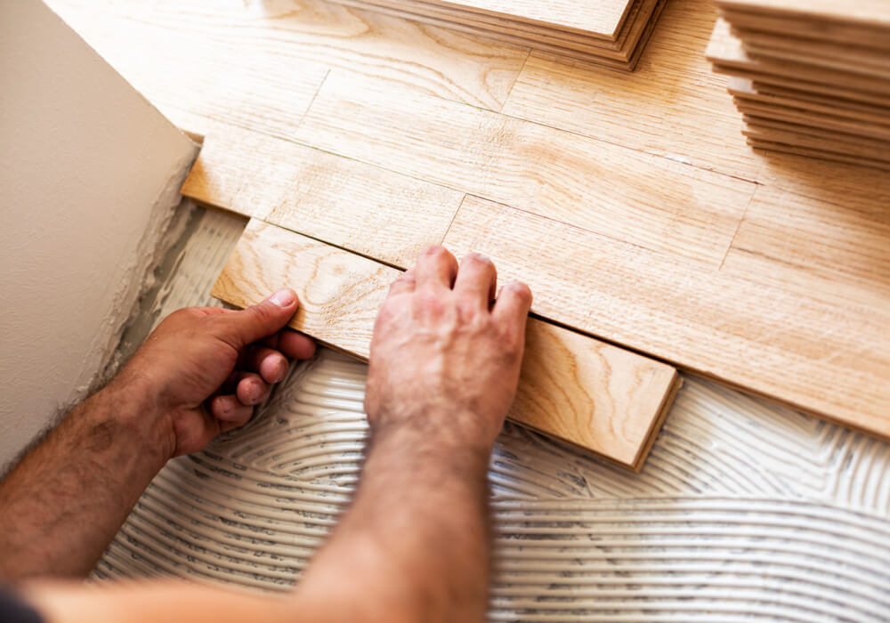 During Hardwood Floor Installation | Roberts Carpet & Fine Floors